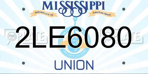 2LE6080 Mississippi License Plate