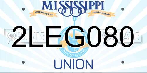 2LEG080 Mississippi License Plate
