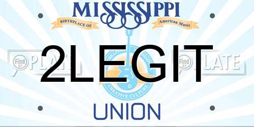 2LEGIT Mississippi License Plate