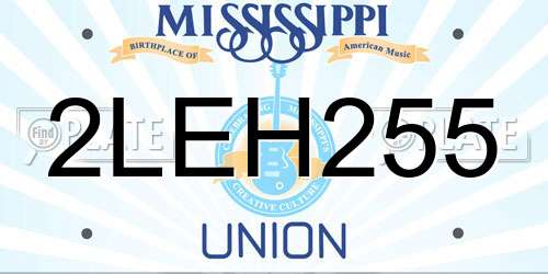 2LEH255 Mississippi License Plate