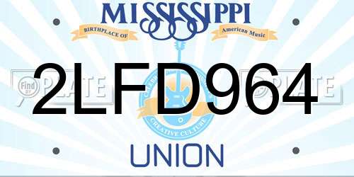 2LFD964 Mississippi License Plate
