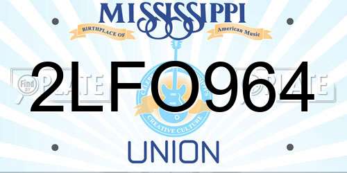 2LFO964 Mississippi License Plate