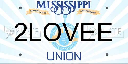 2LOVEE Mississippi License Plate