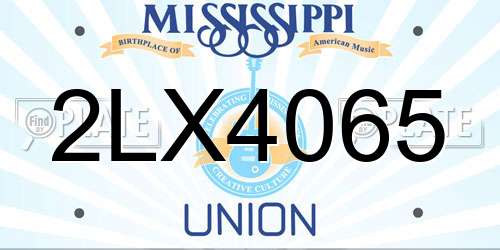 2LX4065 Mississippi License Plate