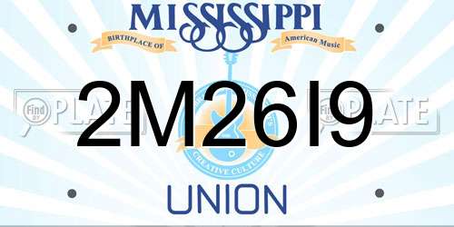 2M26I9 Mississippi License Plate