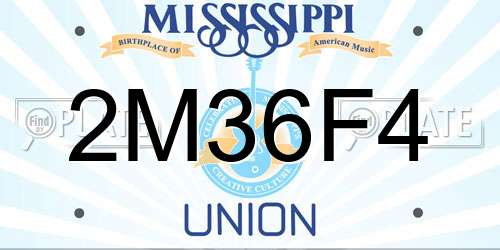2M36F4 Mississippi License Plate