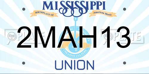 2MAH13 Mississippi License Plate
