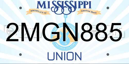 2MGN885 Mississippi License Plate