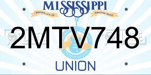 2MTV748 Mississippi License Plate
