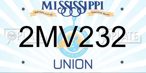 2MV232 Mississippi License Plate