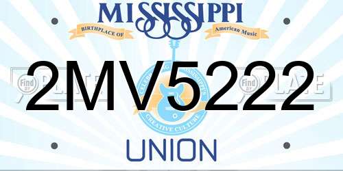 2MV5222 Mississippi License Plate
