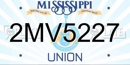 2MV5227 Mississippi License Plate