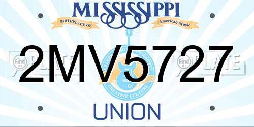 2MV5727 Mississippi License Plate