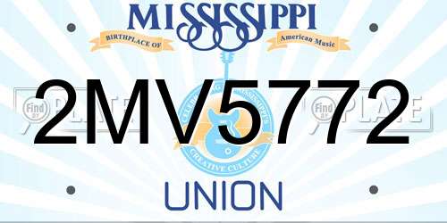2MV5772 Mississippi License Plate
