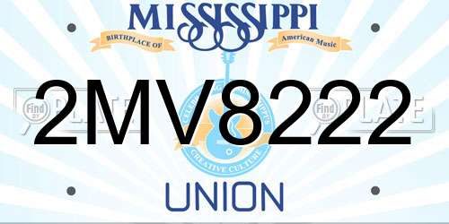 2MV8222 Mississippi License Plate