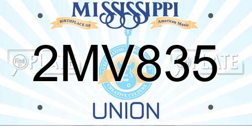 2MV835 Mississippi License Plate