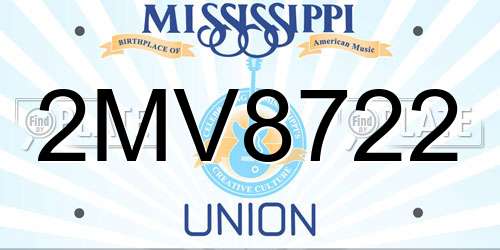 2MV8722 Mississippi License Plate