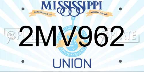 2MV962 Mississippi License Plate