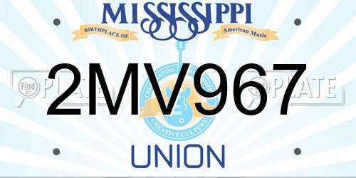 2MV967 Mississippi License Plate