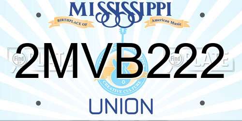 2MVB222 Mississippi License Plate
