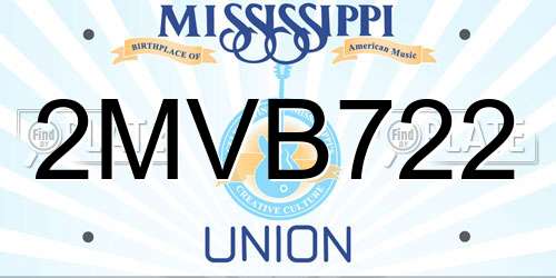 2MVB722 Mississippi License Plate
