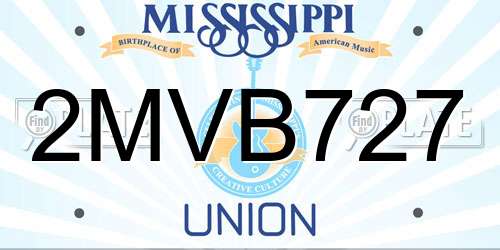 2MVB727 Mississippi License Plate