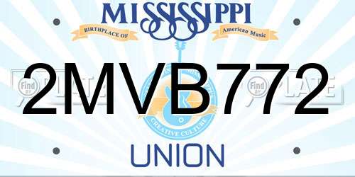 2MVB772 Mississippi License Plate
