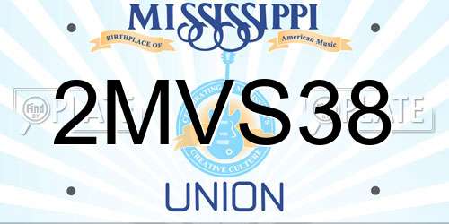 2MVS38 Mississippi License Plate