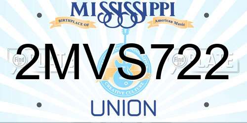 2MVS722 Mississippi License Plate