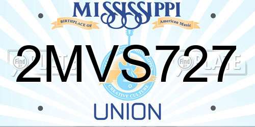 2MVS727 Mississippi License Plate