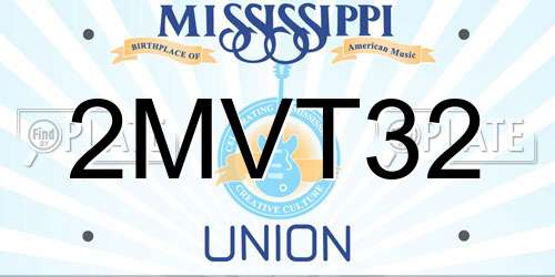2MVT32 Mississippi License Plate