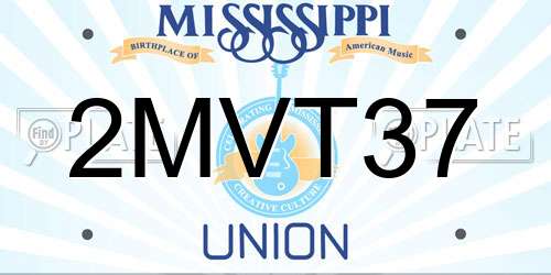 2MVT37 Mississippi License Plate