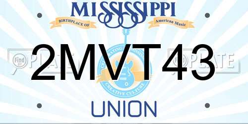 2MVT43 Mississippi License Plate