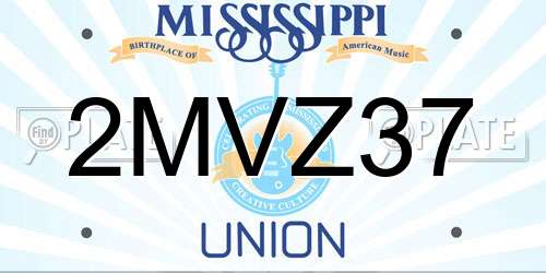2MVZ37 Mississippi License Plate