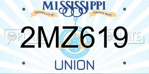 2MZ619 Mississippi License Plate