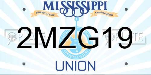 2MZG19 Mississippi License Plate
