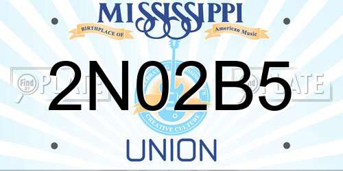 2N02B5 Mississippi License Plate