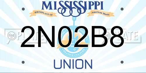 2N02B8 Mississippi License Plate