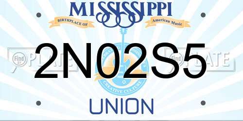 2N02S5 Mississippi License Plate