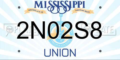 2N02S8 Mississippi License Plate