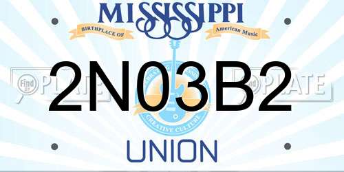 2N03B2 Mississippi License Plate