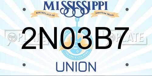 2N03B7 Mississippi License Plate