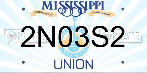 2N03S2 Mississippi License Plate