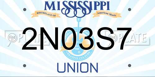 2N03S7 Mississippi License Plate