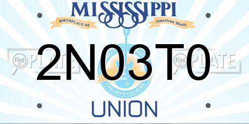 2N03T0 Mississippi License Plate