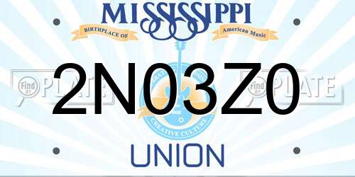 2N03Z0 Mississippi License Plate
