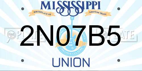 2N07B5 Mississippi License Plate