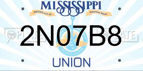 2N07B8 Mississippi License Plate