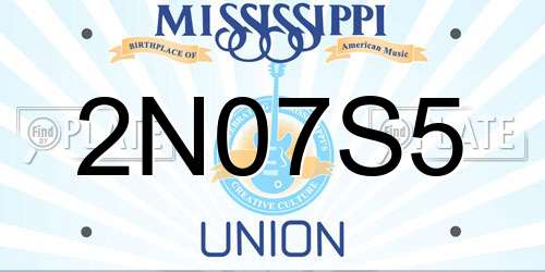 2N07S5 Mississippi License Plate