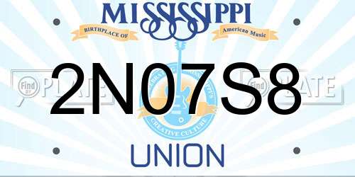 2N07S8 Mississippi License Plate